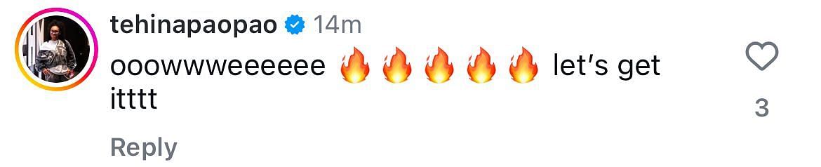 Te-Hina Paopao hypes up Chloe Kitts (IG/chloe.kitts)